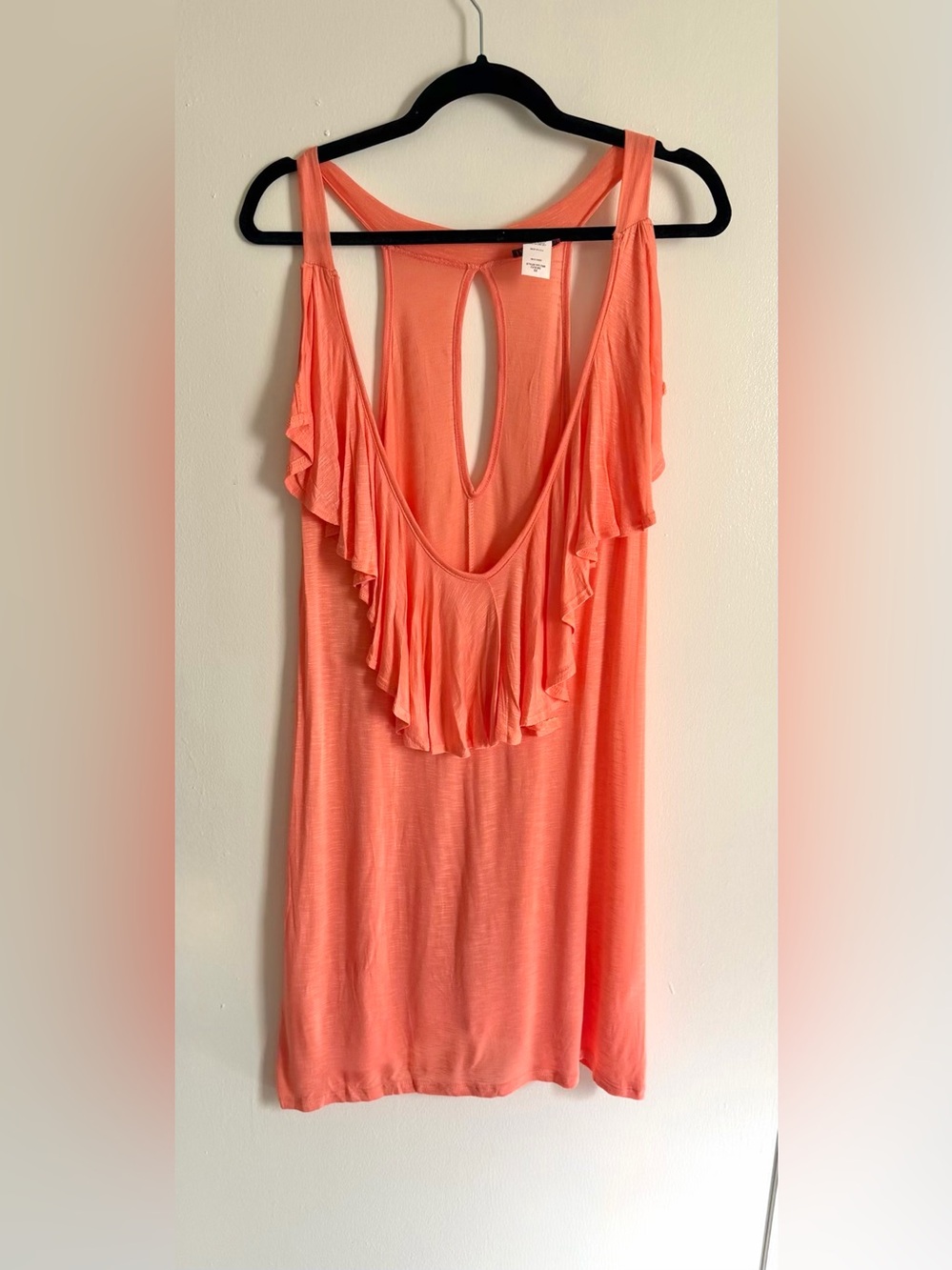 Coral Ruffle Scoop Neck Tank Top 6X